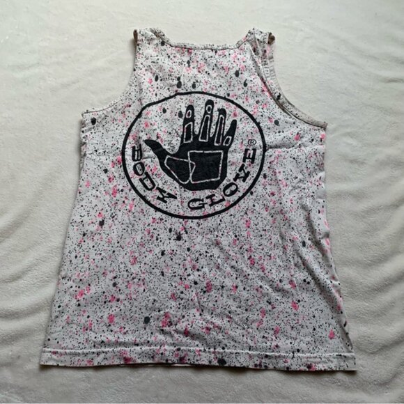 Body Glove 100% Cotton White Black & Pink Splatter Tie Dye Men’s Tank Top - Picture 2 of 4